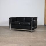 Canapé 2 places vintage Cassina LC2 par Charlotte Perriand et Le Corbusier