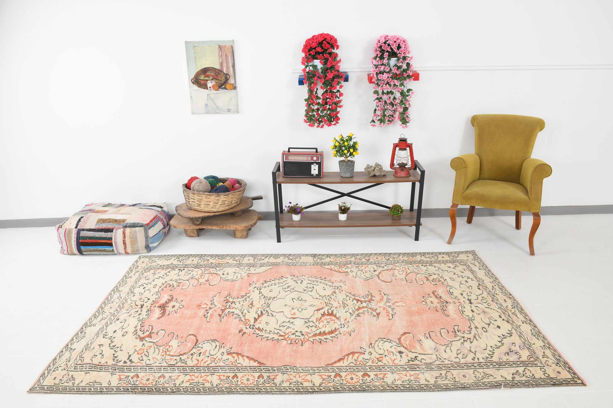 5x9 Madallion Pastel Vintage Rug, 263x160Cm