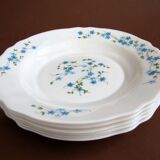 Vintage 6 hollow plates arcopal 70 - 80's décor myosotis veronica