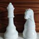 5 black and white ceramic chess pieces