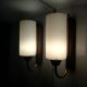 Pair of brass and opalin glass sconces