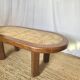 Ceramic and solid wood herbarium coffee table, signed