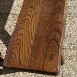 Paire de bancs orme pour table de ferme brutaliste rustique 1950
