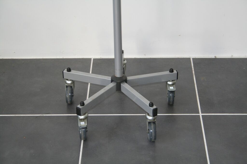 Grey swivel postcard display on wheels
