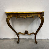 Carved gilded wooden console and marble in Louis XV style