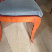 Rare - Set of 4 Louis Philippe/restoration style chairs with medallion - Colour blue / cherry wood