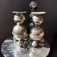 Set of 2 chrome Swedish chandeliers, 1960s style.