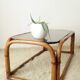 Table basse en bambou et verre fumé vintage