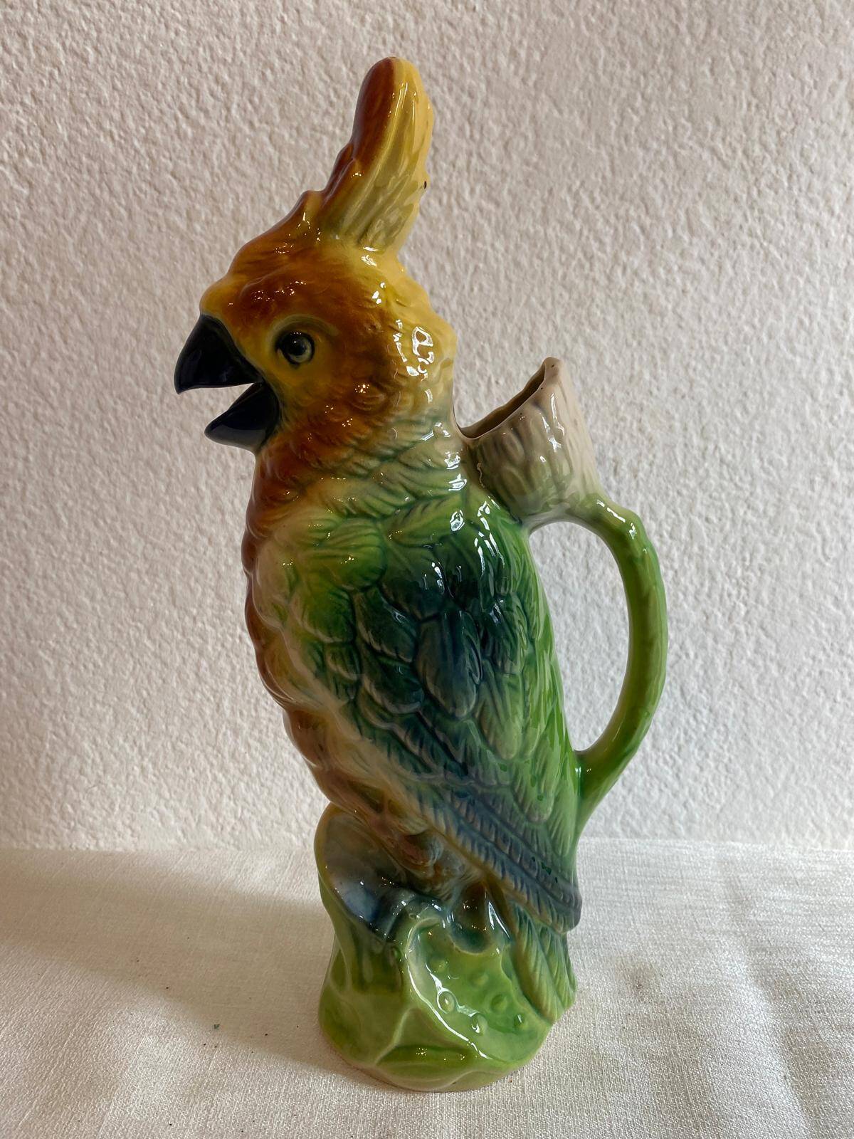 Antique earthenware pitcher Saint-Clément – Parrot model