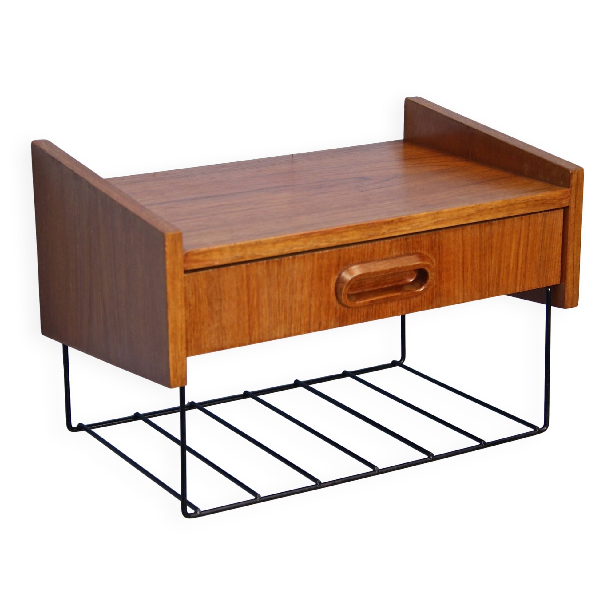 Dutch wall shelf by Tomado in teak and metal, 1960s.