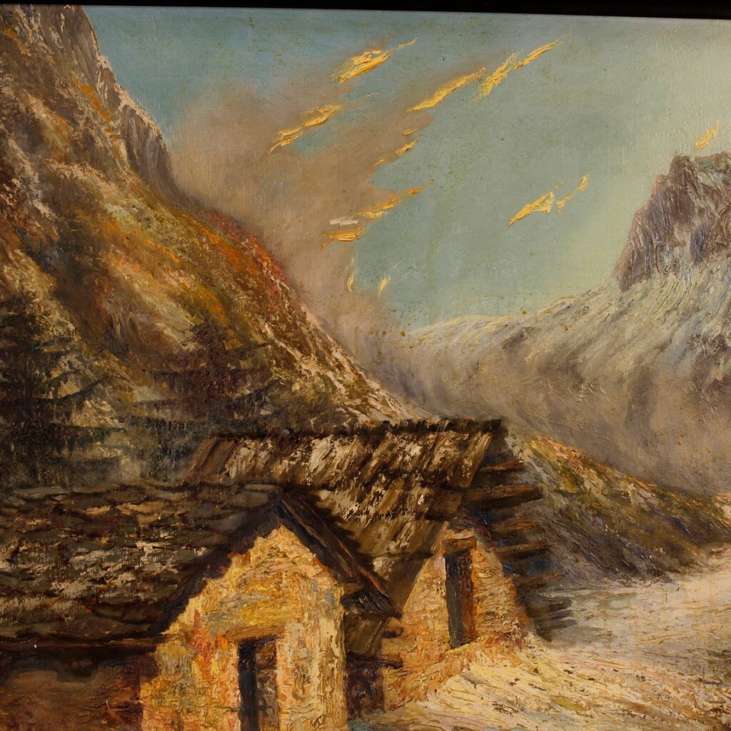 French mountain landscape signed painting