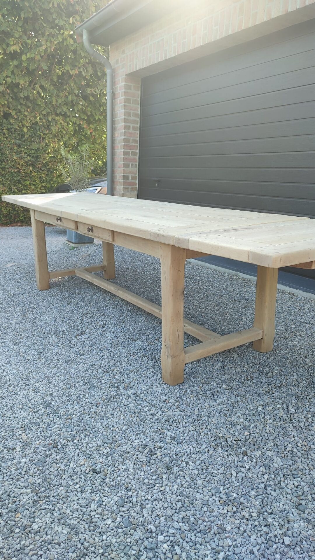 Table de ferme 3m20 chêne massif 2 rallonges