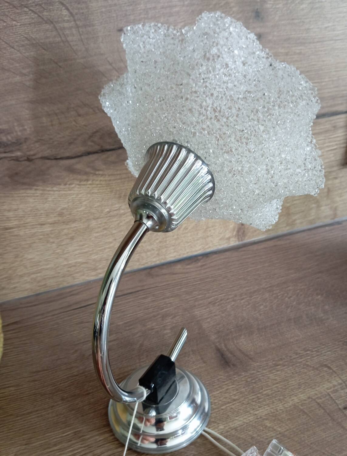 Vintage silver metal wall light and perpex corolla
