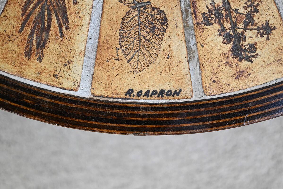 Small Salon Table in Ceramic by Vallauris, signed R.Capron, Collection Les Herbiers - 1960