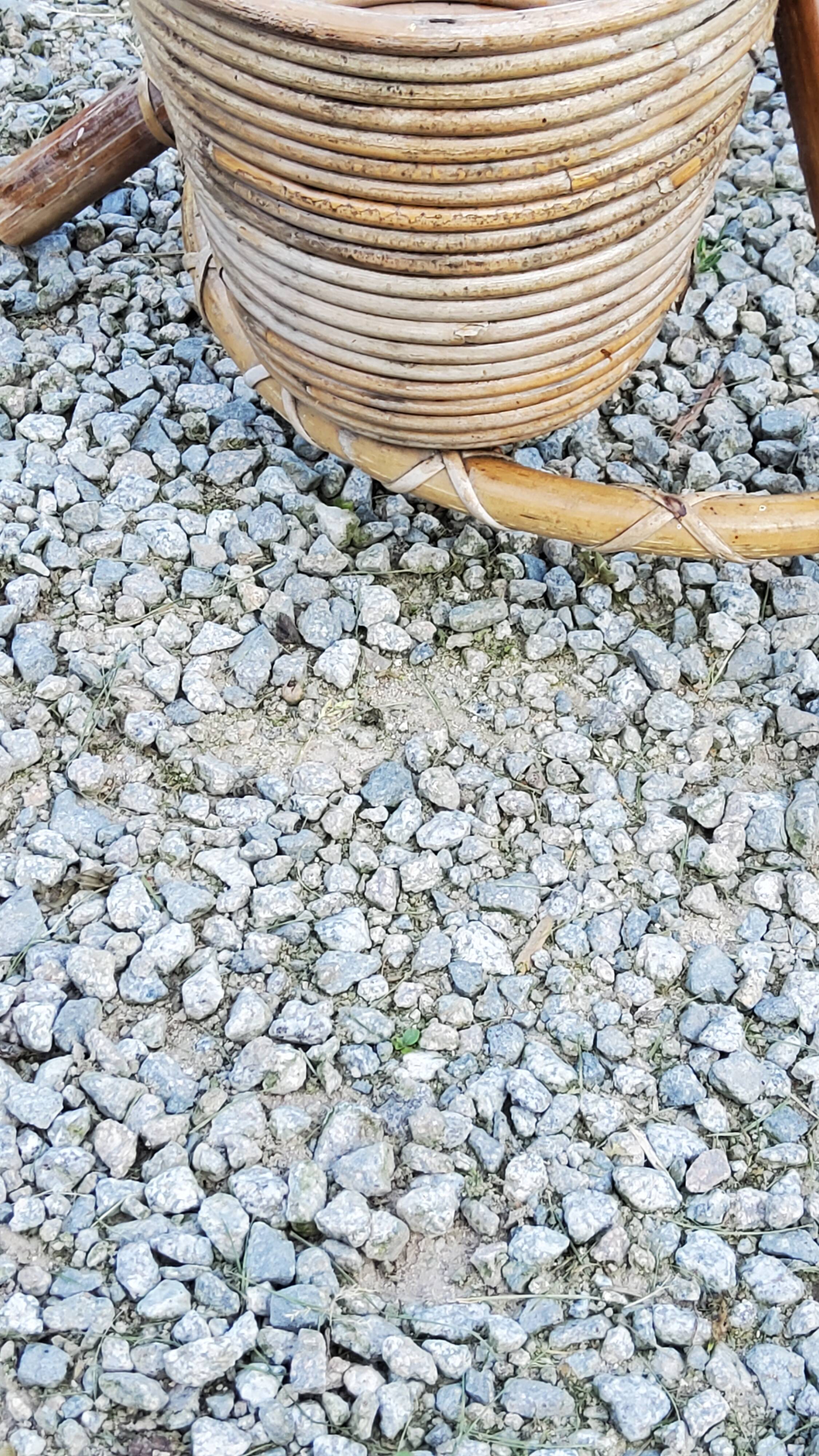 Rattan and bamboo plant holder from the 50s
