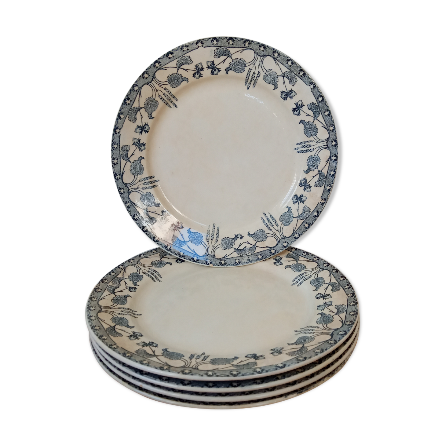 Five old plates of Sarreguemines