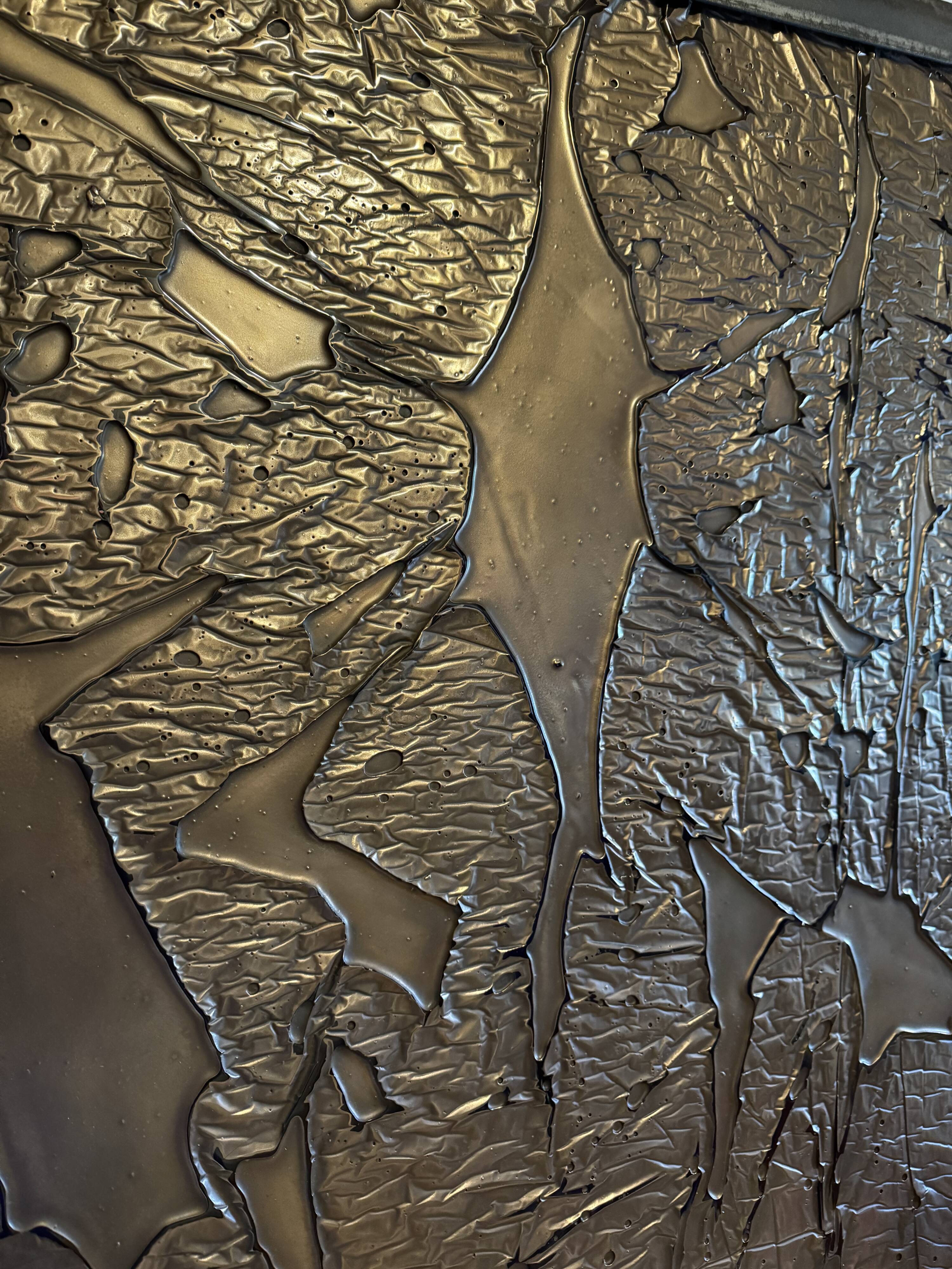 Brutalist Copper and Glass Wall Panel