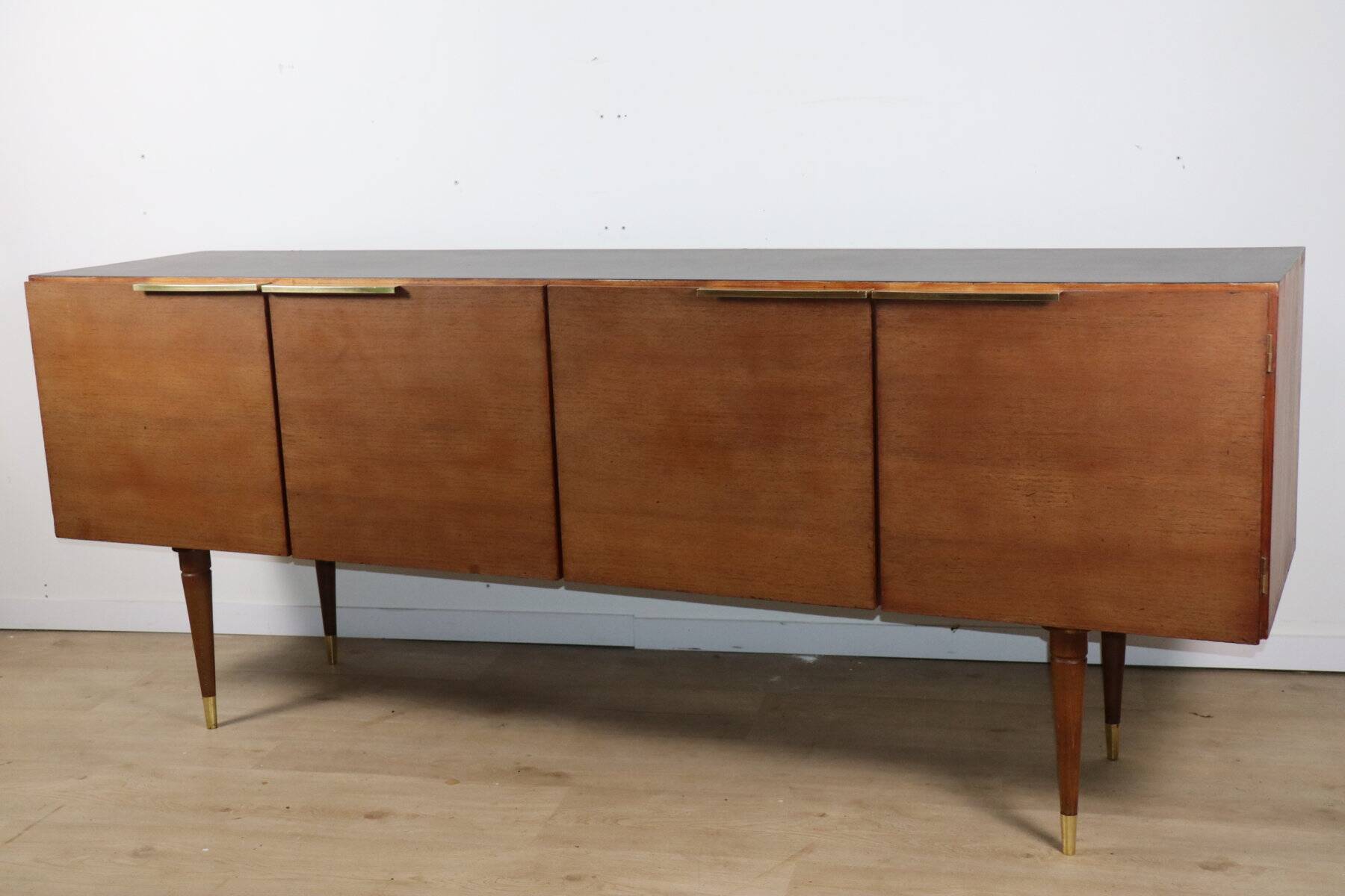 Enfilade vintage en teck et laiton - Années 70