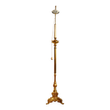 "Pique candle" double fire floor lamp in gilded bronze