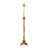 "Pique candle" double fire floor lamp in gilded bronze