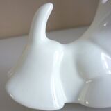 Salt and pepper shakers, glazed ceramic, Scottish terrier dog, signed