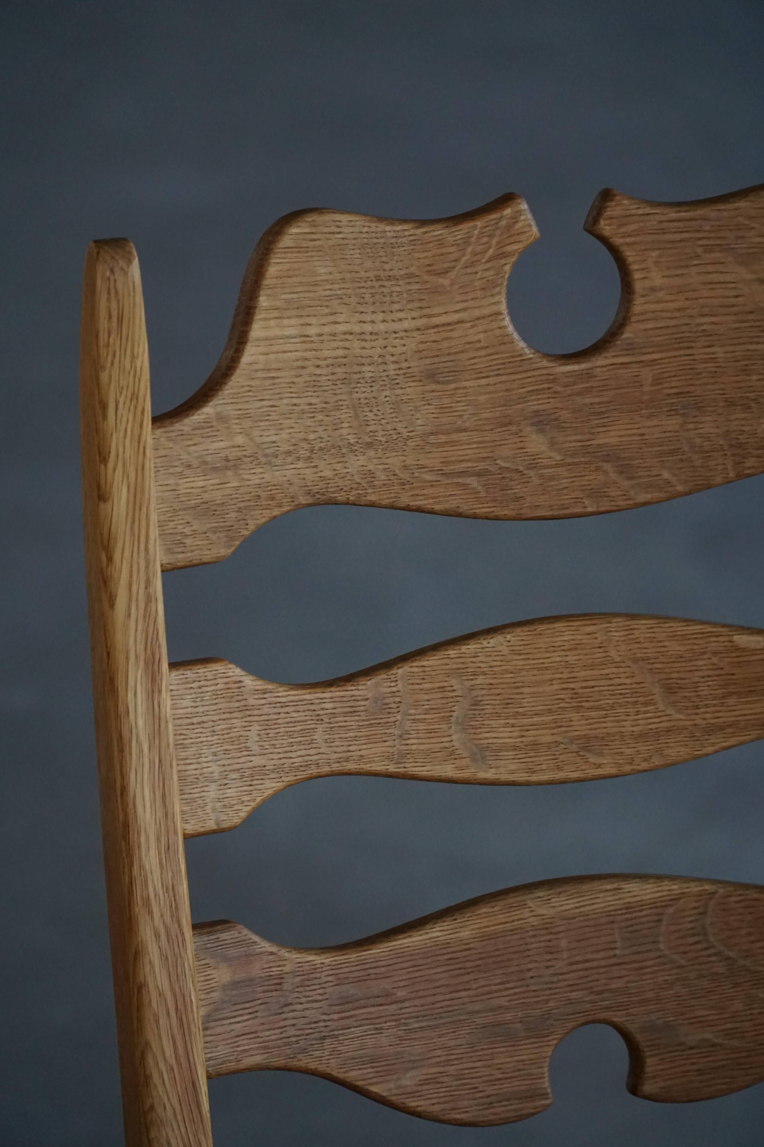 Denmark mid-century, set of 8 oak and lambswool chairs, Henning Kjærnulf, 1960s