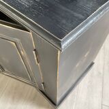 Display cabinet in patinated wood