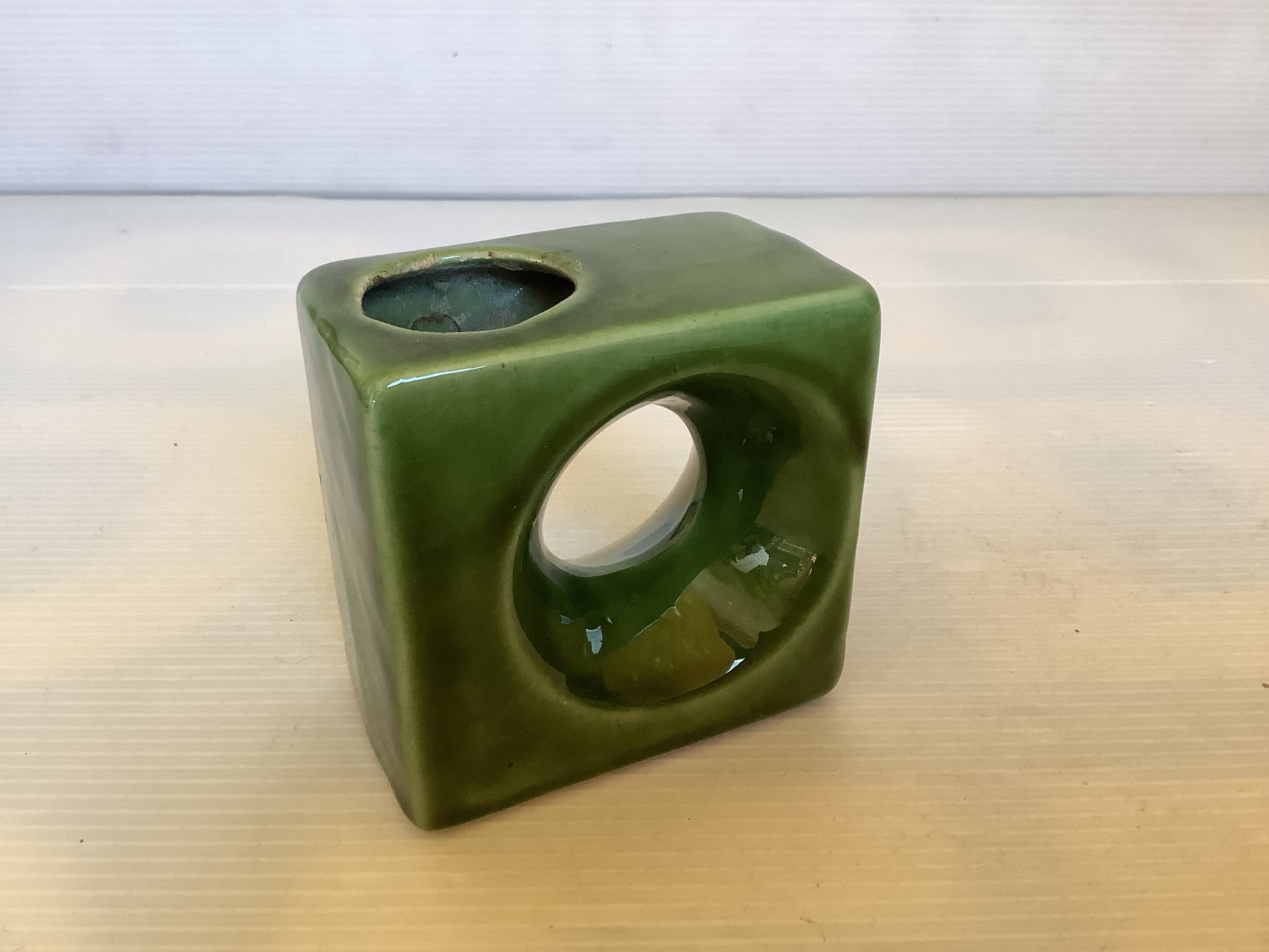 Petit vase céramique verte année 70
