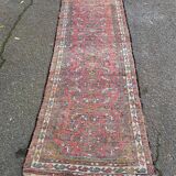 Handmade long hallway rug in burgundy wool, 75x200