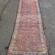 Handmade long hallway rug in burgundy wool, 75x200