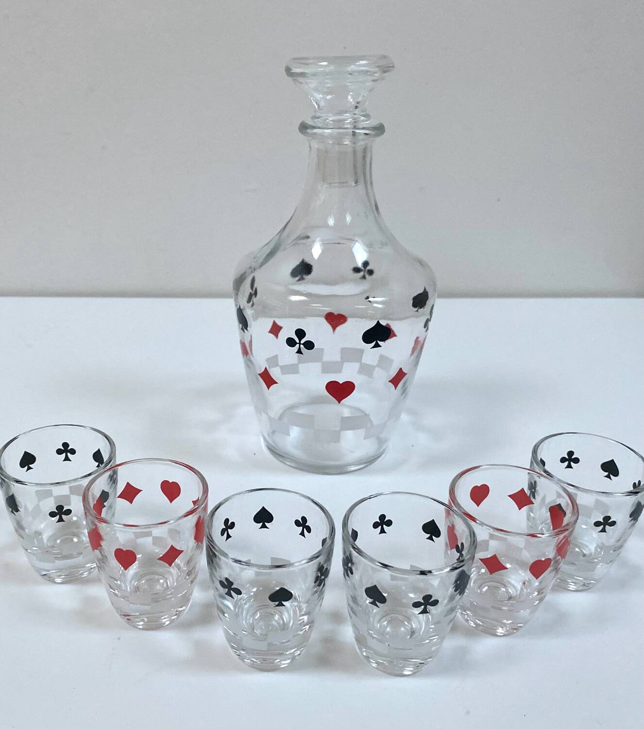 Carafe and 6 liqueur glasses, Arques Crystal Factory