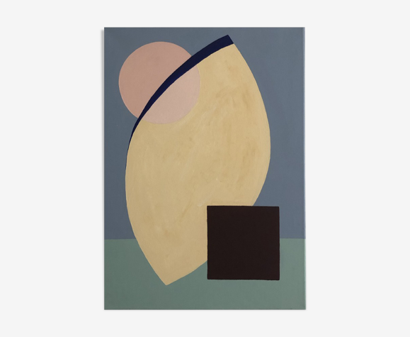 Oeuvre unique "The Moon" huile sur toile - Dellas