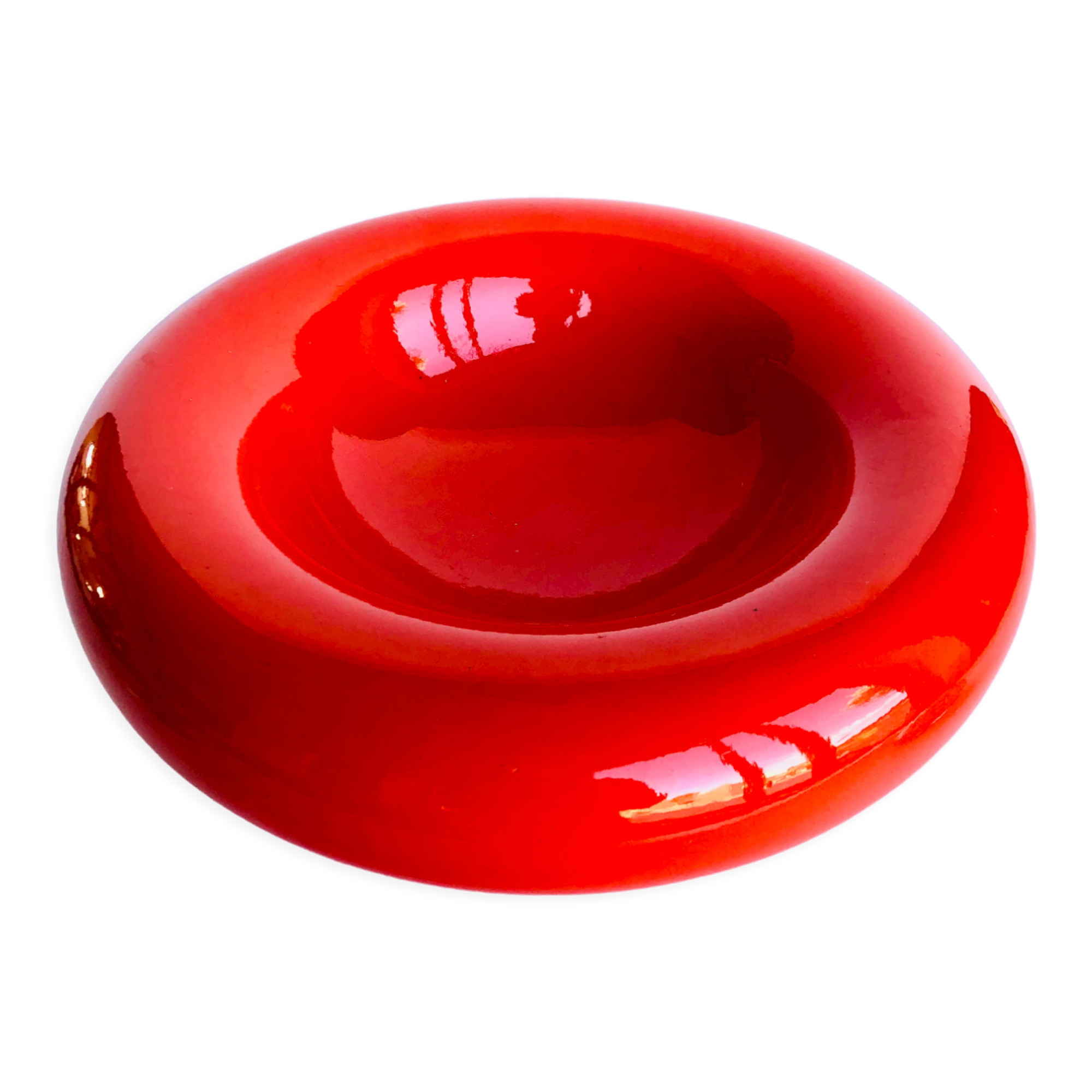 Round dish space age - vintage - orange