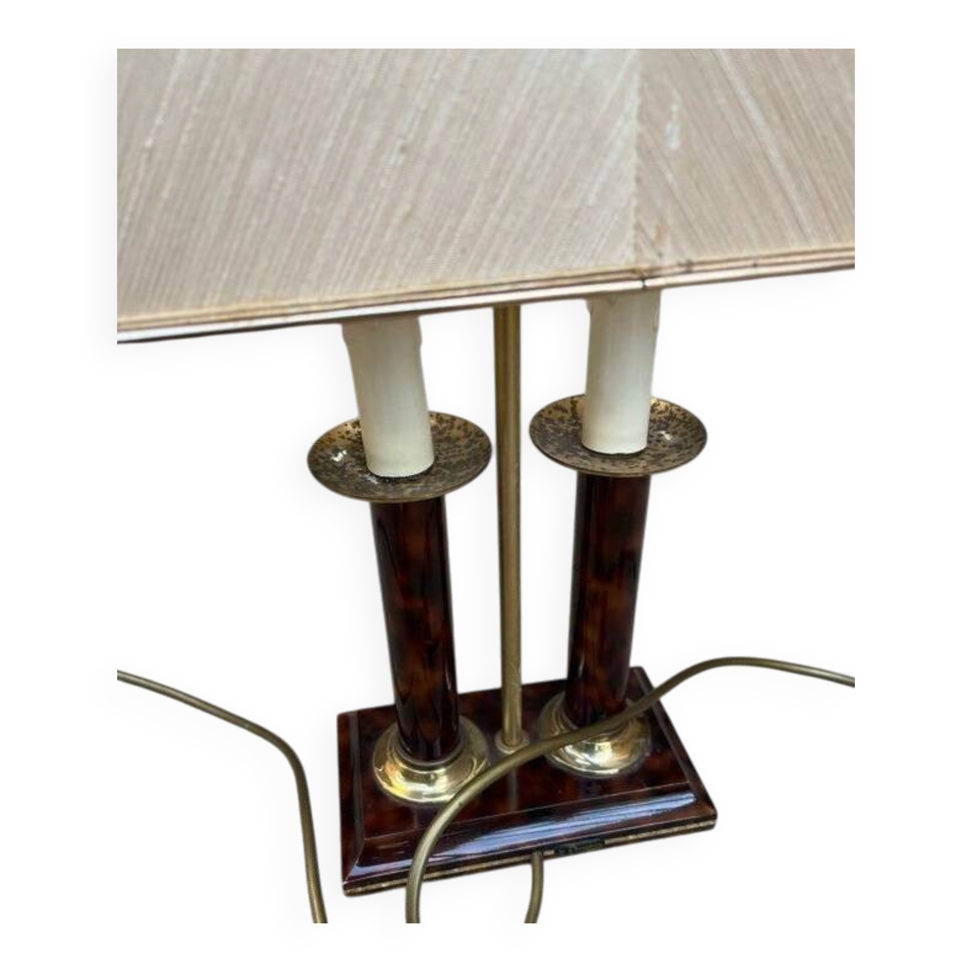 Double column lamp "Le Dauphin" – Turtle shell effect and brass