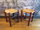 Pair of vintage stools turned wood and straw