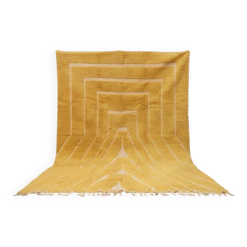 Grand tapis berbère en laine naturelle tissé main traditionnelle 3/4 m