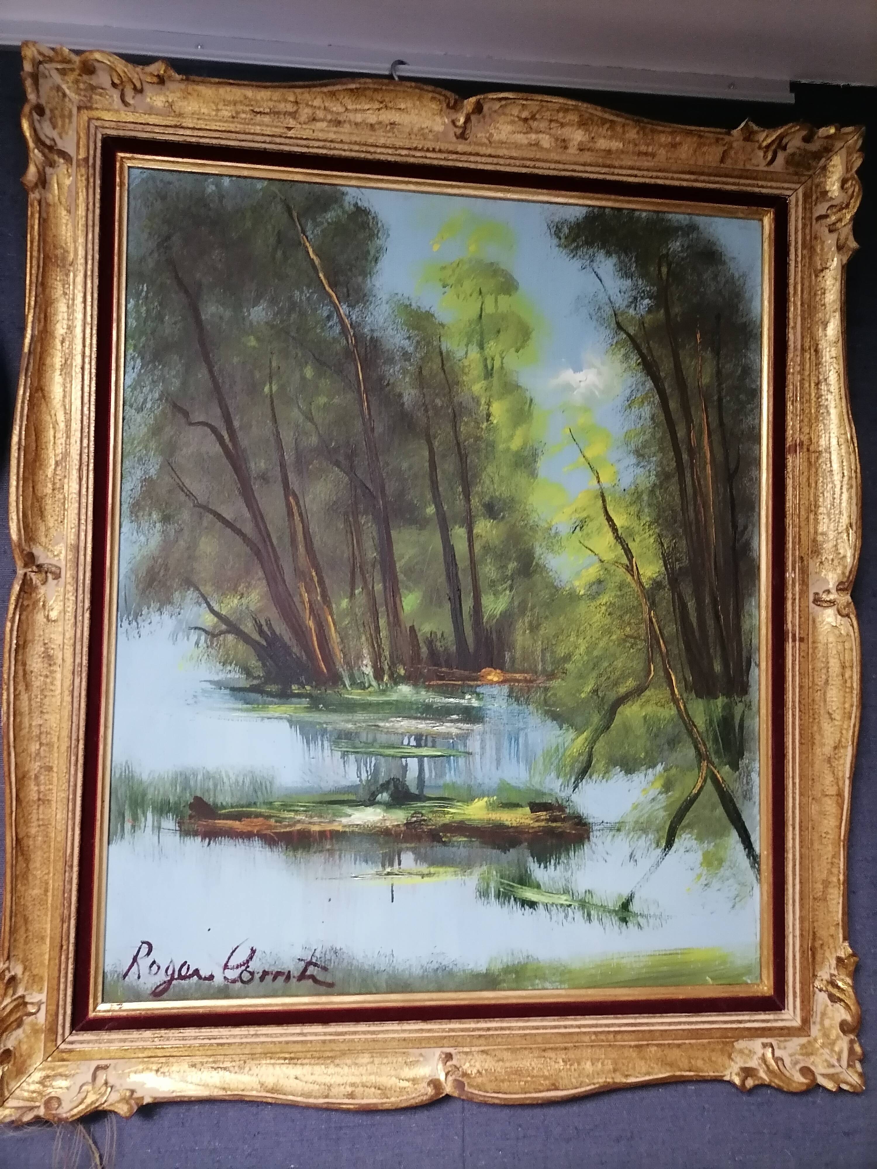 Tableau sous bois signé Roger Comte