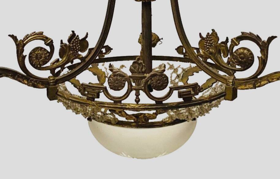 Louis XV style chandelier in bronze and frosted glass 20th century