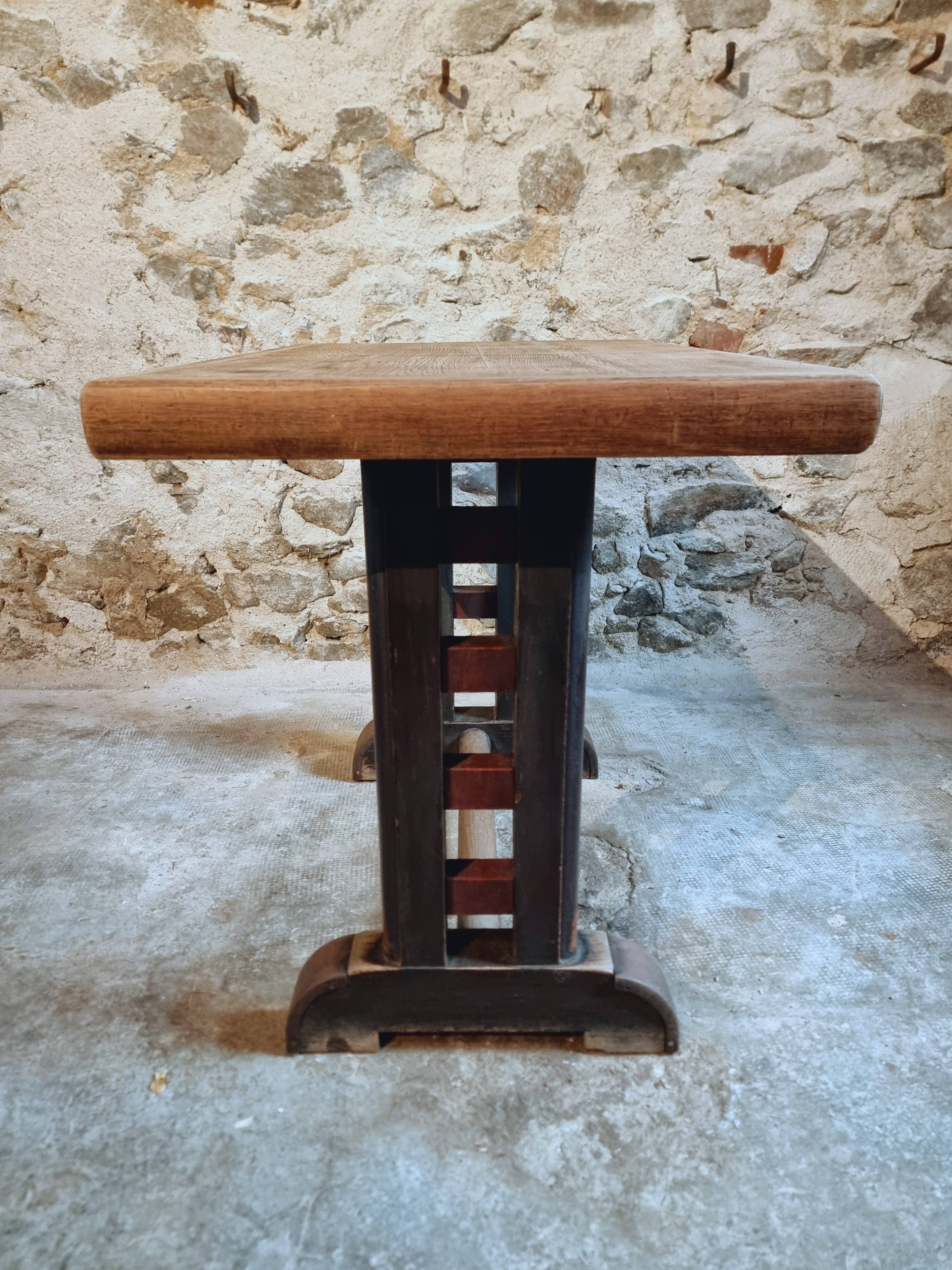 Antique oak bistro table – France, 1920s