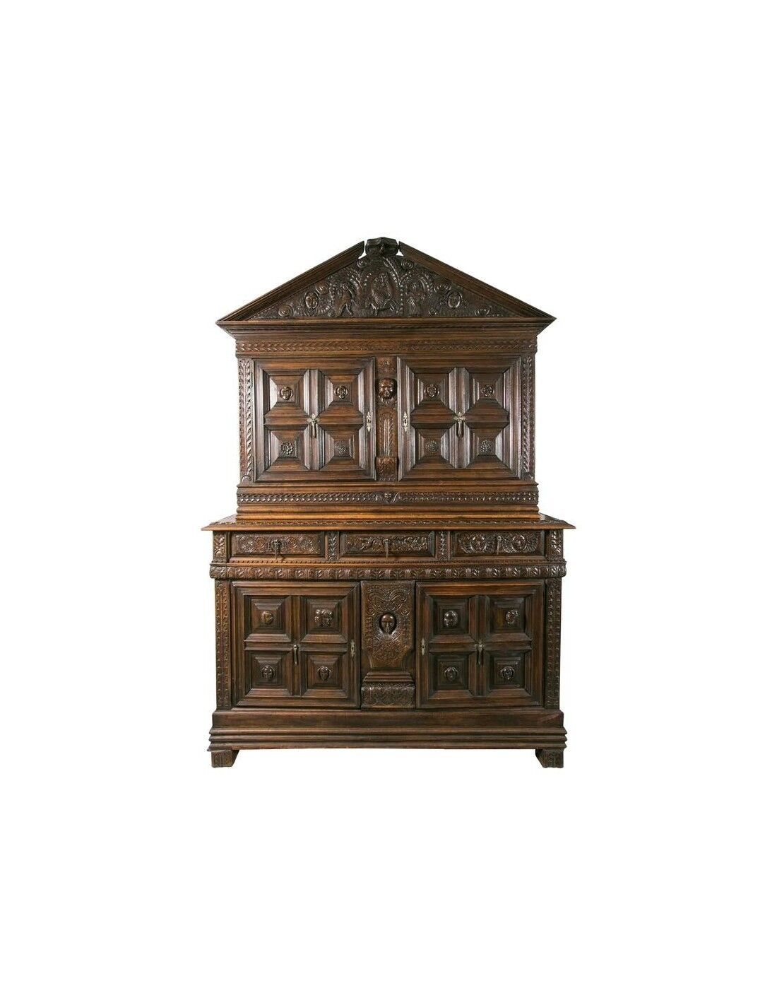 17th Century Buffet Furniture, Carved Walnut, Large Decoration
