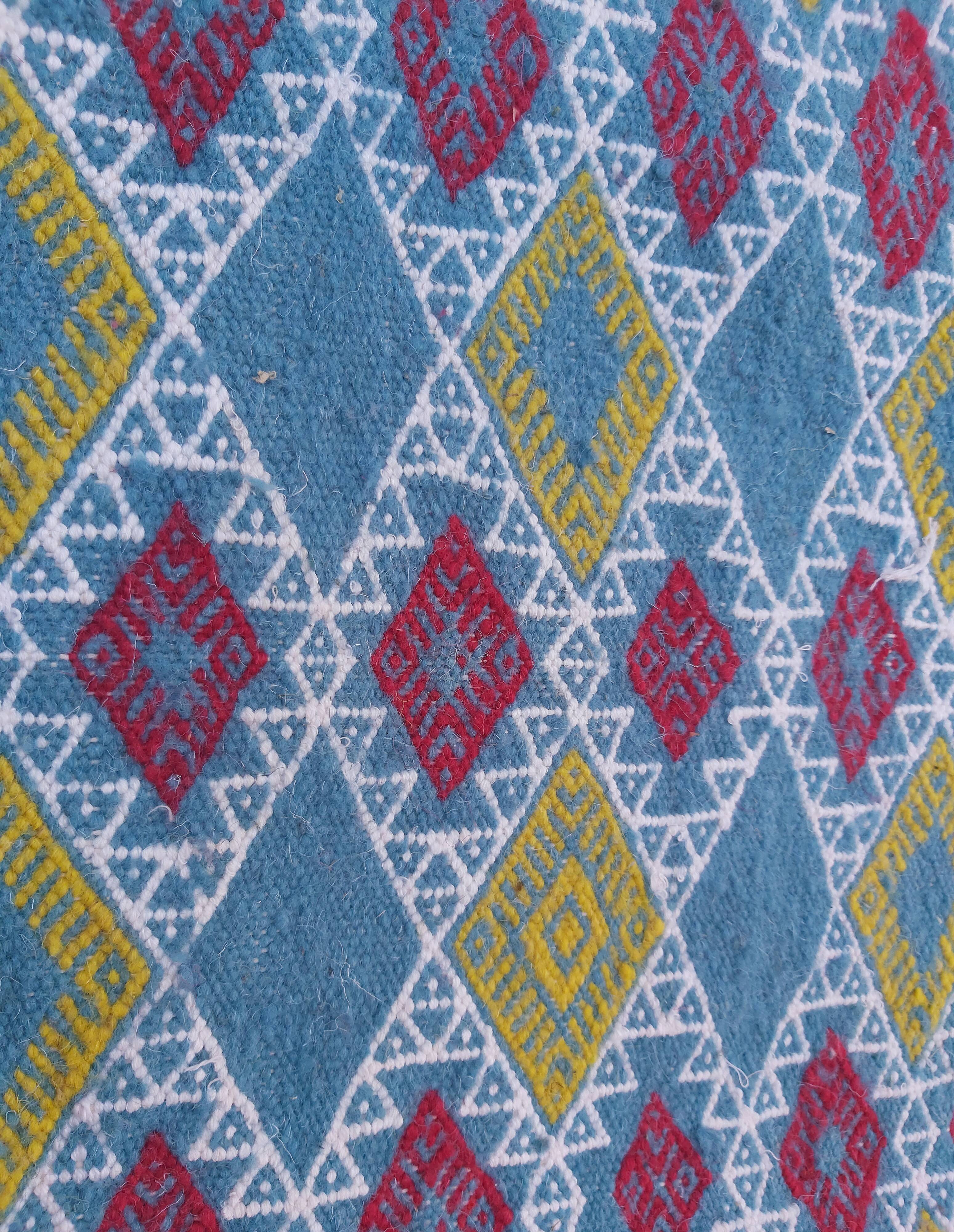 Traditional handmade blue corridor carpet