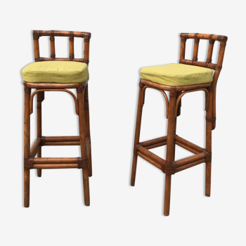 Pair of rattan stools