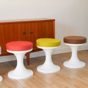 Tabouret tulipe en Plastique et Laine, Vert Matcha, Design Space Age, 1970