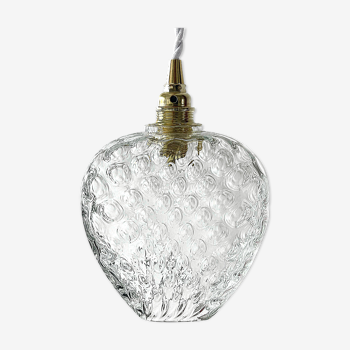 Lampe baladeuse vintage en verre moulé pressé électrifiée à neuf