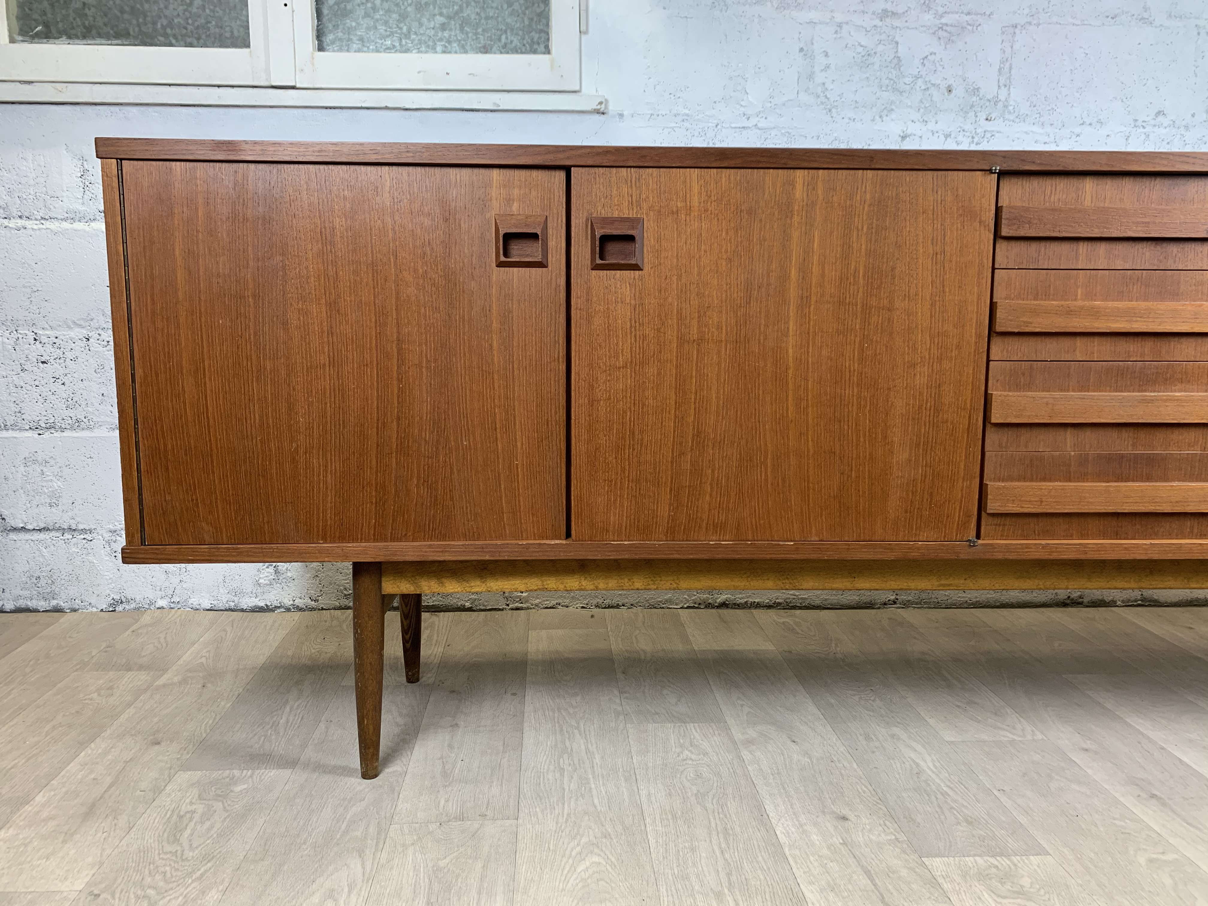 Vintage Scandinavian teak sideboard signed Eros, 60s