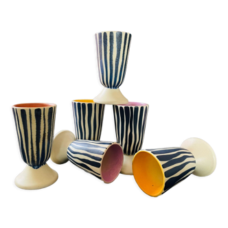 Set of 6 mazagrans cups vintage 1960 ceramic mugs
