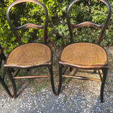 4 Napoleon III blackened wooden chairs