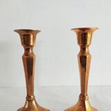 Pair of small golden brass candlesticks