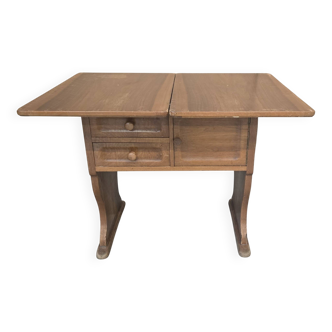 Tavolino a Libro Vintage in Legno Salvaspazio con Cassetti e Vano