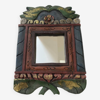 Miroir indien en bois coloré